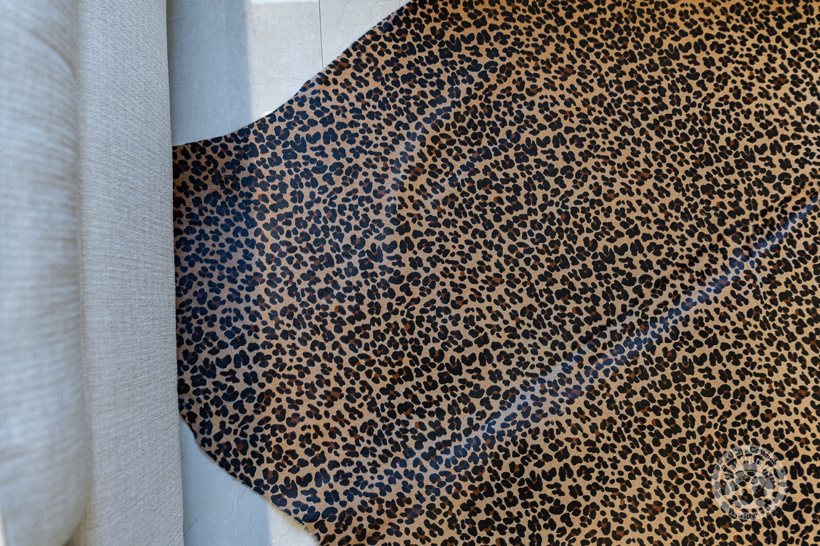 Leopard Printed on Caramel Real Cowhide Rug - Size 6x7' gallery