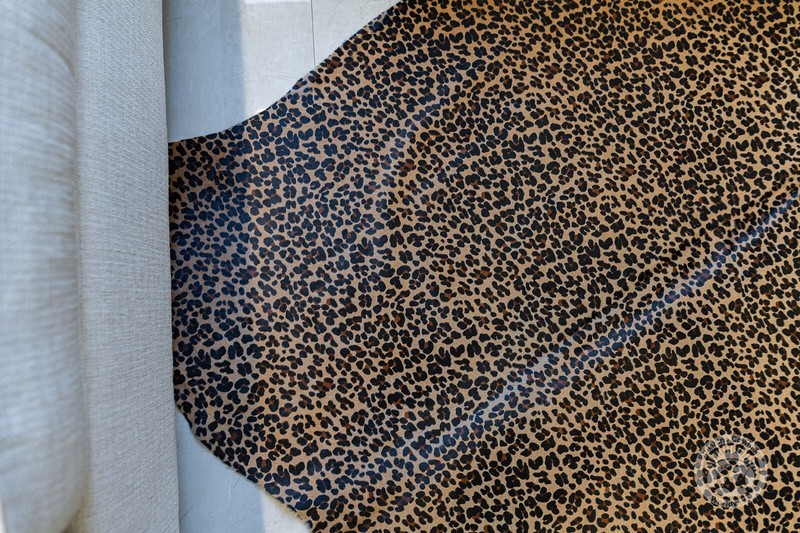 Leopard Printed on Caramel Real Cowhide Rug - Size 6x7' gallery