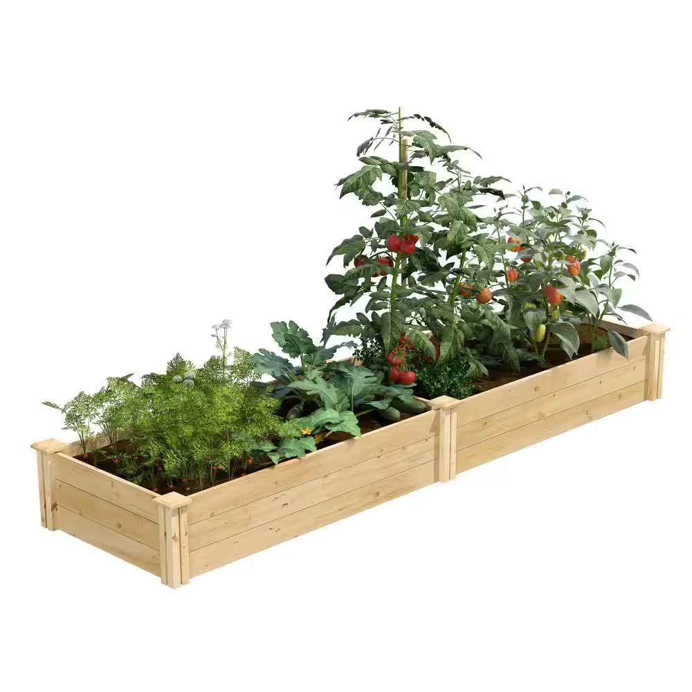 Premium Sanded Natural Cedar Wooden Rectangle Raised Garden Bed 3/4 In. Thick Bo gallery