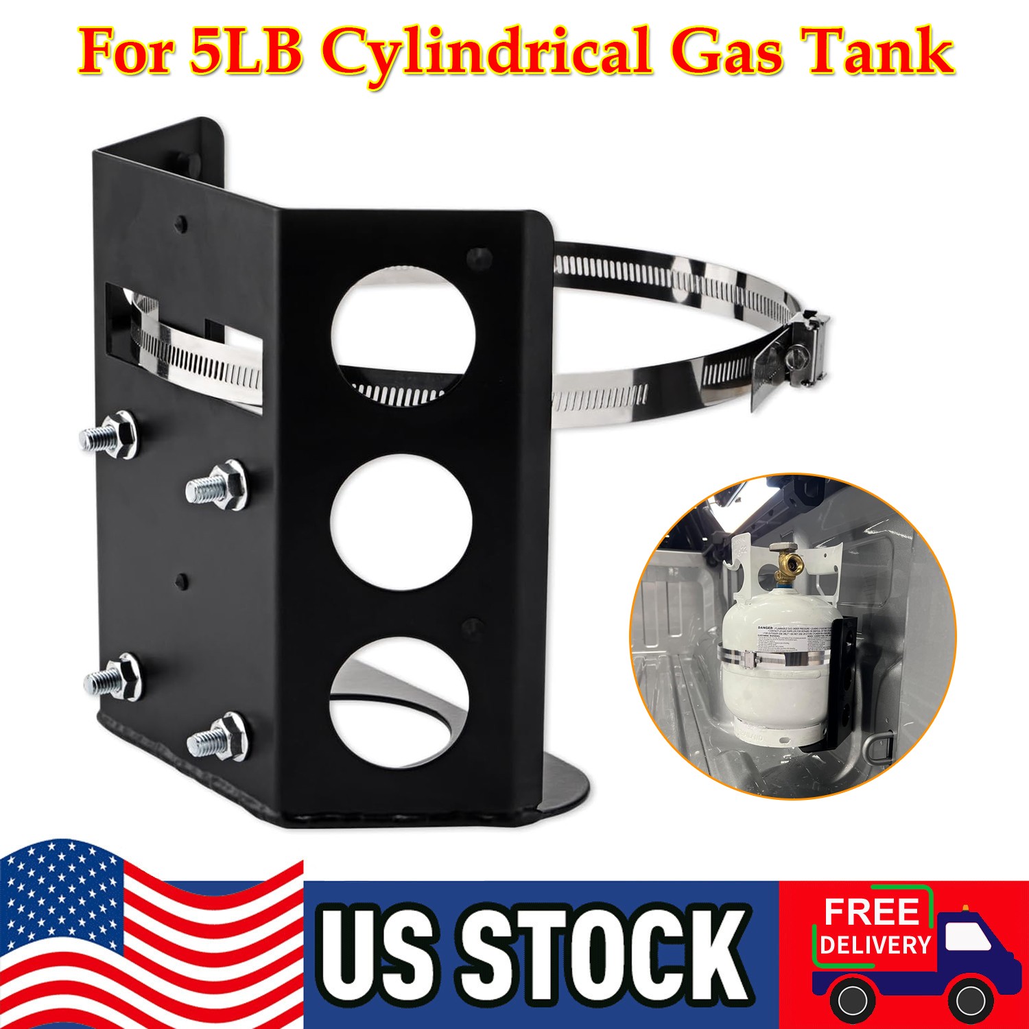Propane Tank Holder Mount for 5LB Bottle 8 in Diameter for RV, Trailers, Truck gallery