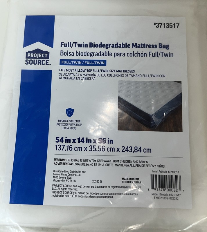 2 Project Source Full/ Twin Biodegradable Mattress Bags 54 in X 14 in X 96 in gallery