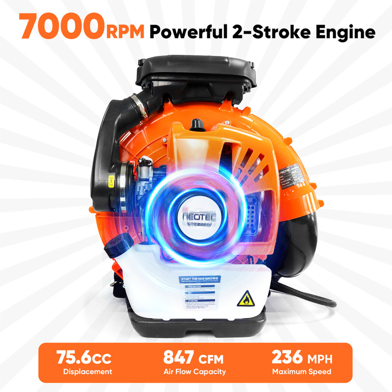 Leaf Blower 75.6CC 2-Stroke Backpack Gas Powered Leaf Blower 236MPH Wind Speed gallery