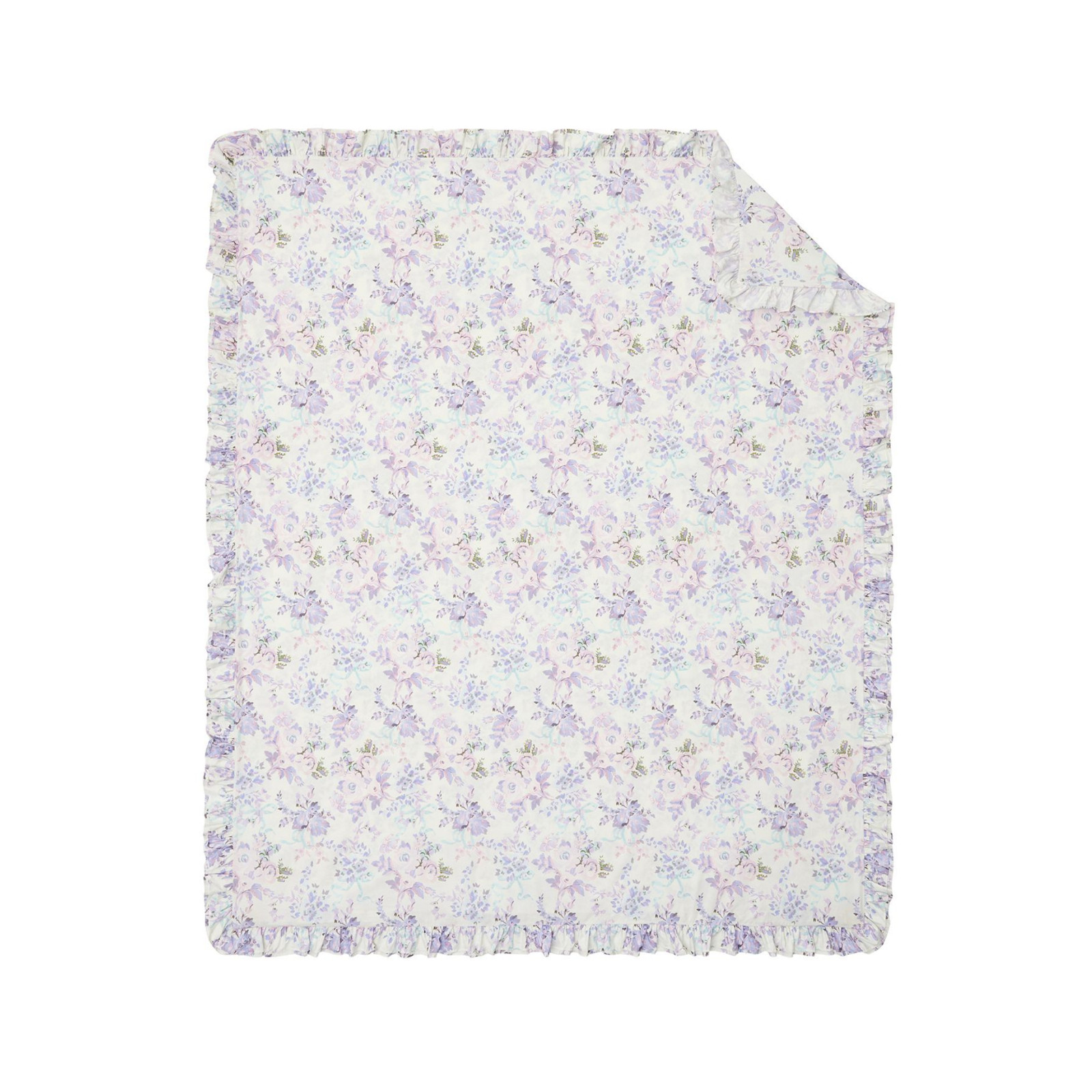 Pottery Barn LoveShackFancy Damask Ruffle Cotton Duvet Cover Twin Lavender gallery