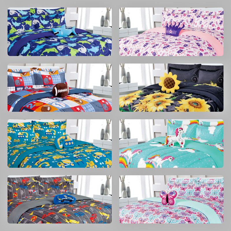 DIFFERENT STYLES KIDS / TEENS 6 / 8 PCS COMFORTER SET, WITH PILLOW PLUSH TOY gallery