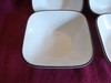 4 Corning Corelle SQUARE Simple Lines 6.25" Black Rim Soup Ceral Bowls-12 Avail gallery
