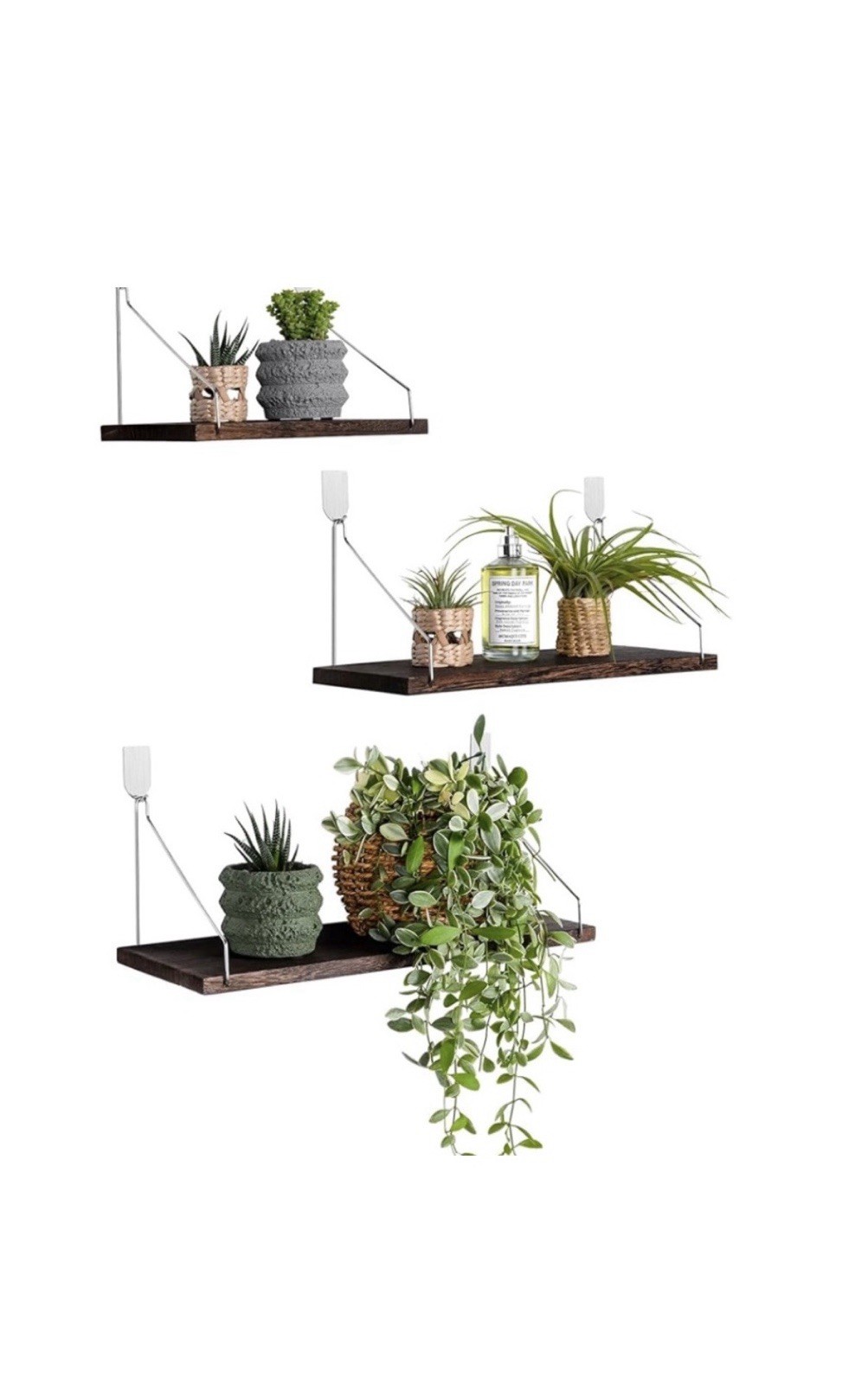 MITIME Floating Shelves Set of 3 Rustic Wood Retro Color 3 Size Set gallery
