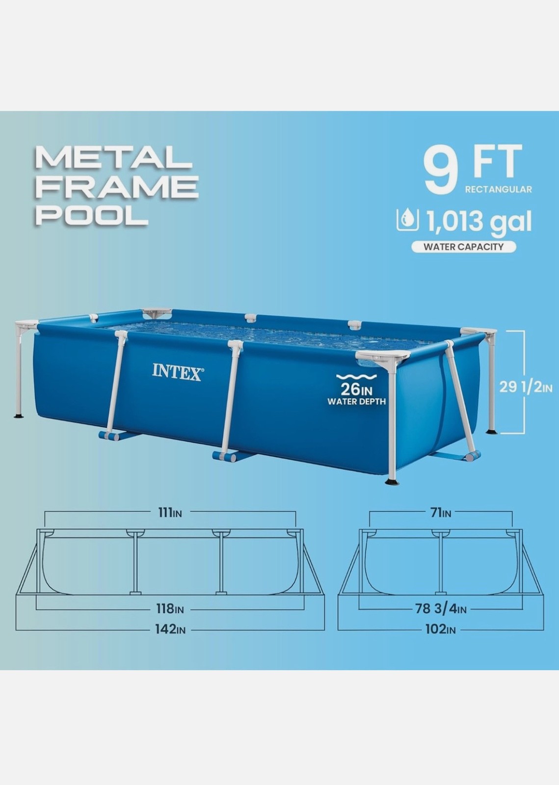 Intex Rectangular Frame Above Ground Outdoor Backyard Swimming Pool gallery