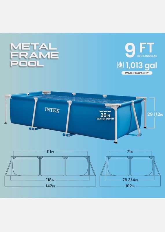 Intex Rectangular Frame Above Ground Outdoor Backyard Swimming Pool gallery