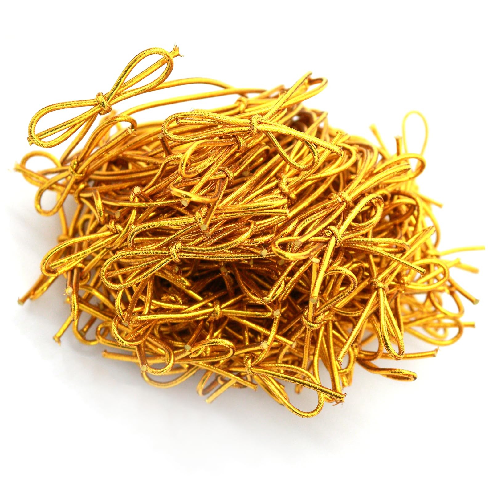 100 Pcs Gold Stretch Loops with Pre-Tied Bows from Elastic Ribbon - 6 Inches ... gallery