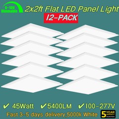 2-20Pcs 2×2 Ft LED Panel Light Drop Ceiling Flat Panel Recessed Troffer Fixture