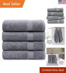 Cotton Bath Sheets Extra Large 4 Pack 35×66 Inches Soft Absorbent Towels