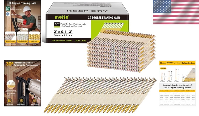 Electro-Galvanized Framing Nails 2 Inch 30 Degree/--~ gallery