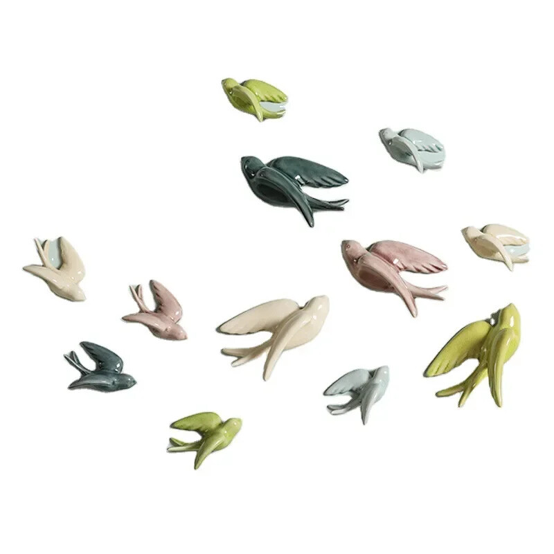 Ceramic Swallows Wall Mounted Simulation Bird Flying Ornament Wall Hanging Decor gallery