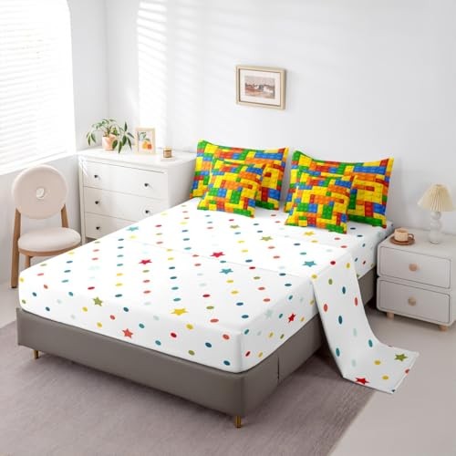 Building Blocks Comforter Set with Sheets Size Full Yellow Green Blue gallery