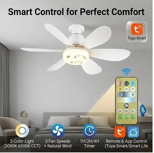 Socket Ceiling Fans With Lights And Remote- Socket Fan Light With Dimmable LED gallery