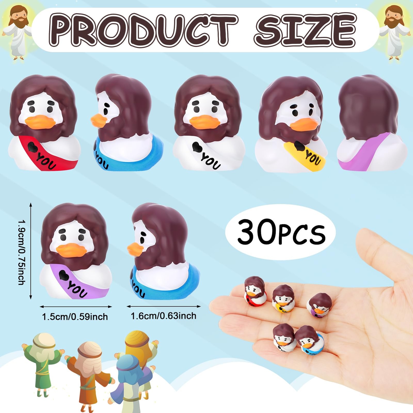30 Pcs Mini Jesus Ducks Resin Figurines for Cake Decoration & Crafts gallery