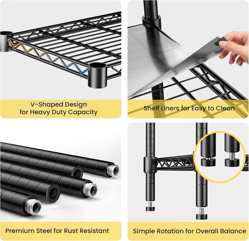 1875LBS Capacity Black Wire Storage Rack – 5 Adjustable Shelves for All Rooms gallery