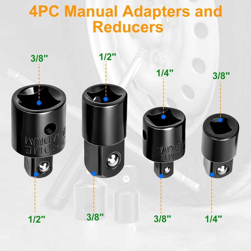 12x Impact Socket Adapter & Reducer Set 1/4 3/8 1/2" Hex Shank for Drill Driver gallery