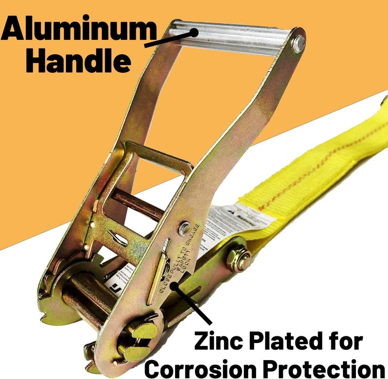Flat Hook Ratchet Straps,4 Pack Heavy Duty Tie down Straps 2" X 27' Weather Resi gallery