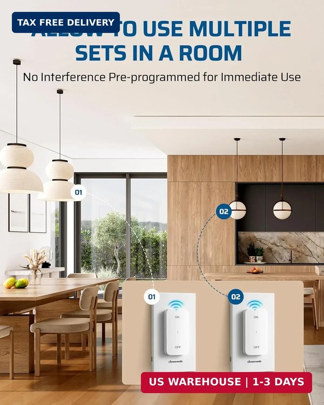 DEWENWILS Wireless Remote Light Switch, 15A Hight Power Wireless Remote Switch, gallery