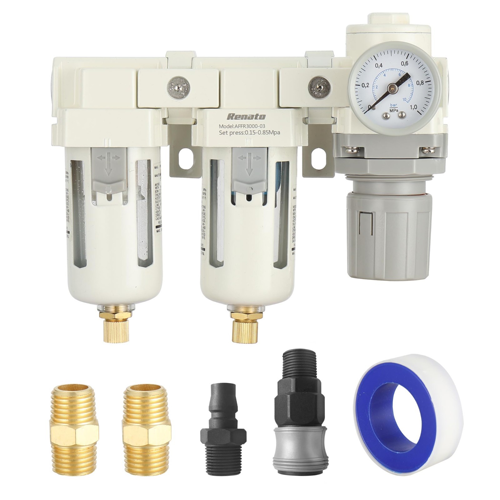 3/8" NPT Air Drying System - 5 Micron Filter, Pressure Regulator Combo, 0-125psi gallery