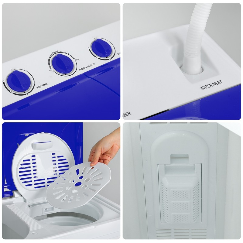 30lbs Compact Portable Semi-Automatic Twin Tub Washing Machine Washer Spinner US gallery