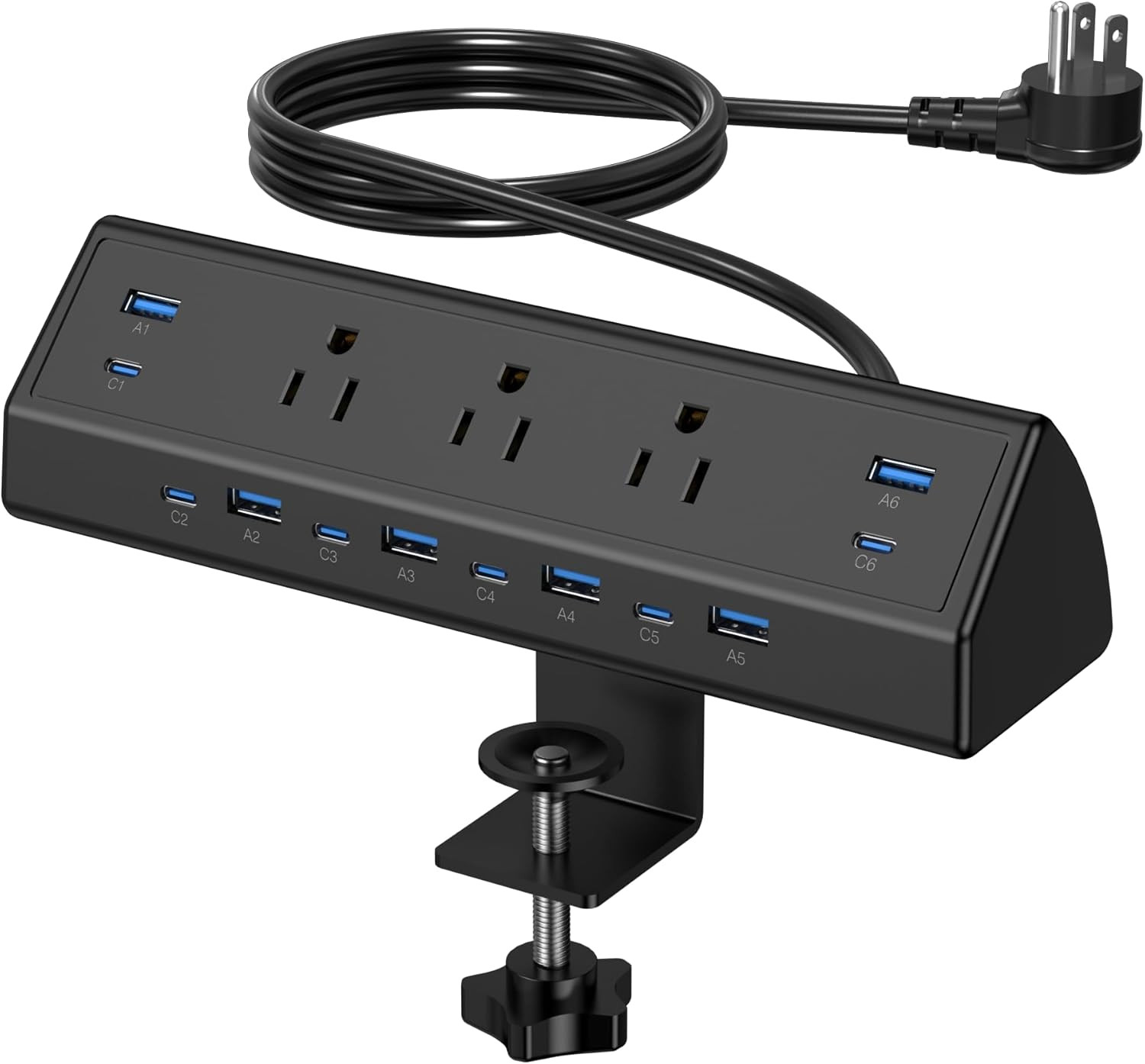 130W Desk Clamp Power Strip with 12 USB Ports & Surge Protection, Black gallery