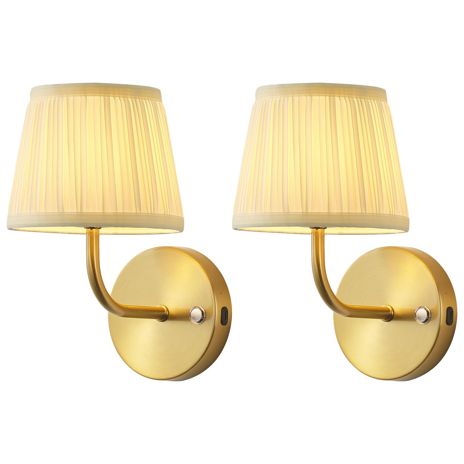 LED Cordless Gold H9.6 inch Small Wall Sconces Set of 2, Rechargeable 5200mAh... gallery