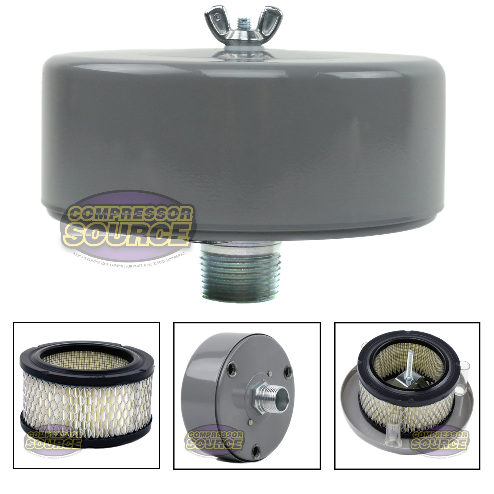 1" MNPT Complete Intake Filter Housing w/ Element For Air Compressor USA Made gallery