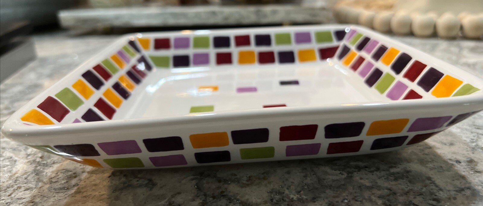 Pampered Chef Simple Additions Square Plate Mosaic Tiles Salad Multicoloured gallery