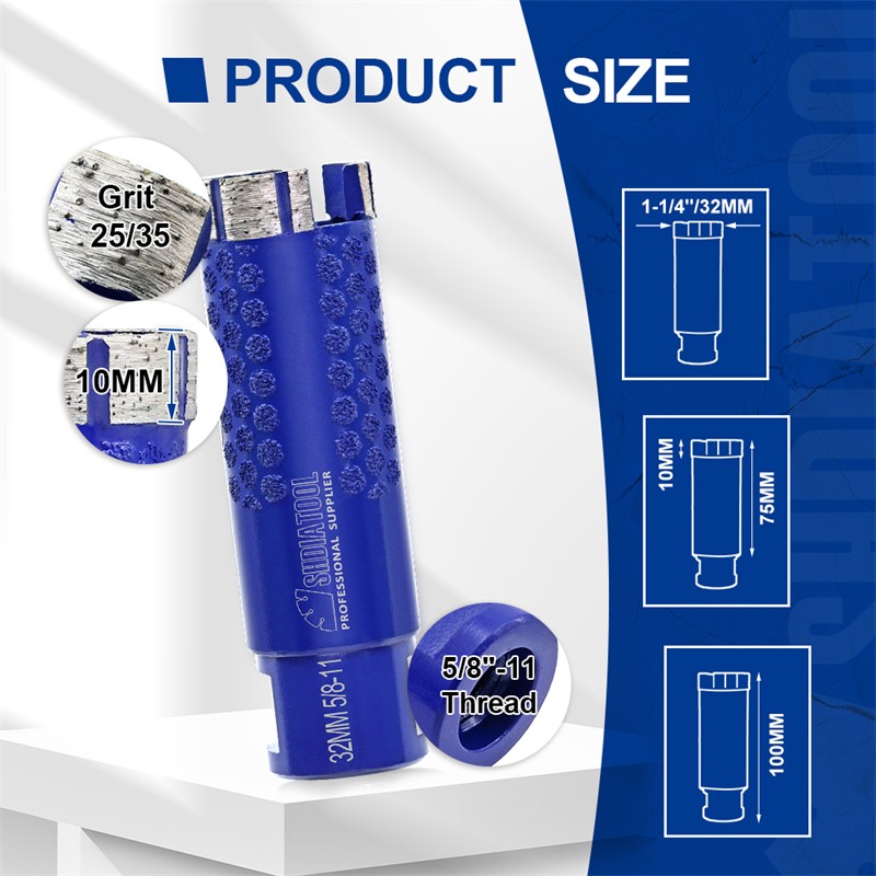 SHDIATOOL 5/8 Diamond Drilling Core Bit Cut Hard Granite Concrete Hole Saw 32mm gallery