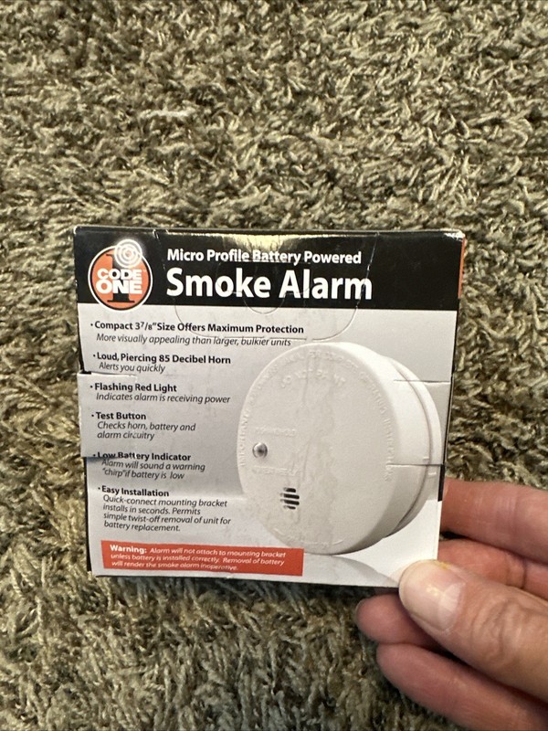 CODE ONE Smoke Alarm i9040 Micro Profile Battery Powered NEW Dependable Protect gallery