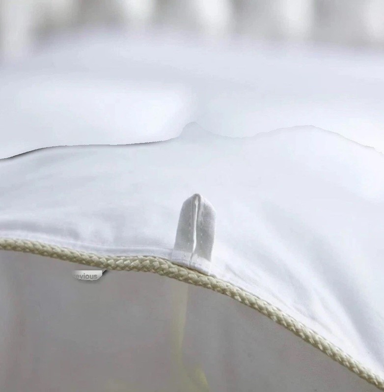 Egyptian Bedding Down Alternative Comforter White/Gold Pipe Edge, Queen 90 x 90" gallery