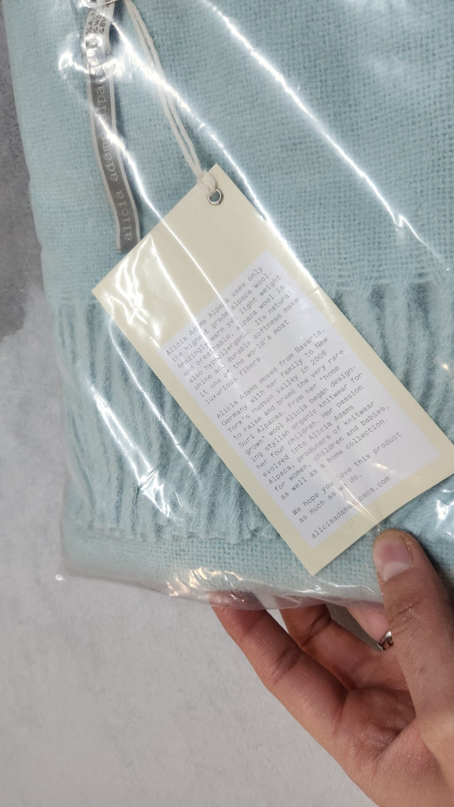 Alicia Adams Alpaca Wool Blend Patmos Throw Blanket Aqua 51” X 71” Blue gallery