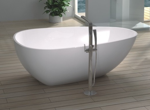 Free Standing Solid Surface Stone Resin Glossy Bathtub 75 x 46 inch - SW-114