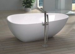 Free Standing Solid Surface Stone Resin Glossy Bathtub 75 x 46 inch – SW-114