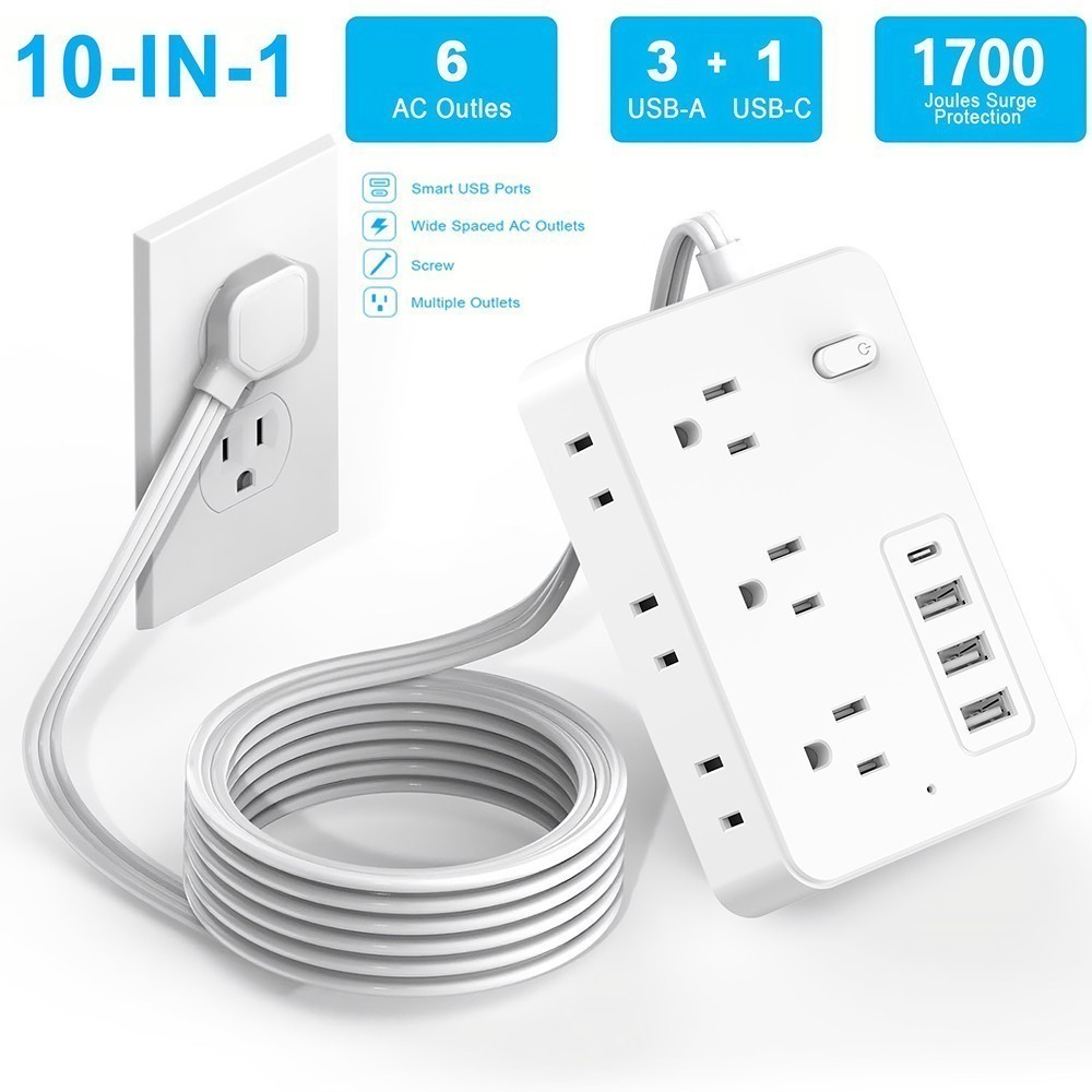 Wall Mountable USB Surge Protector Power Strip with USB Ports 6/8 Outlet Plugs gallery