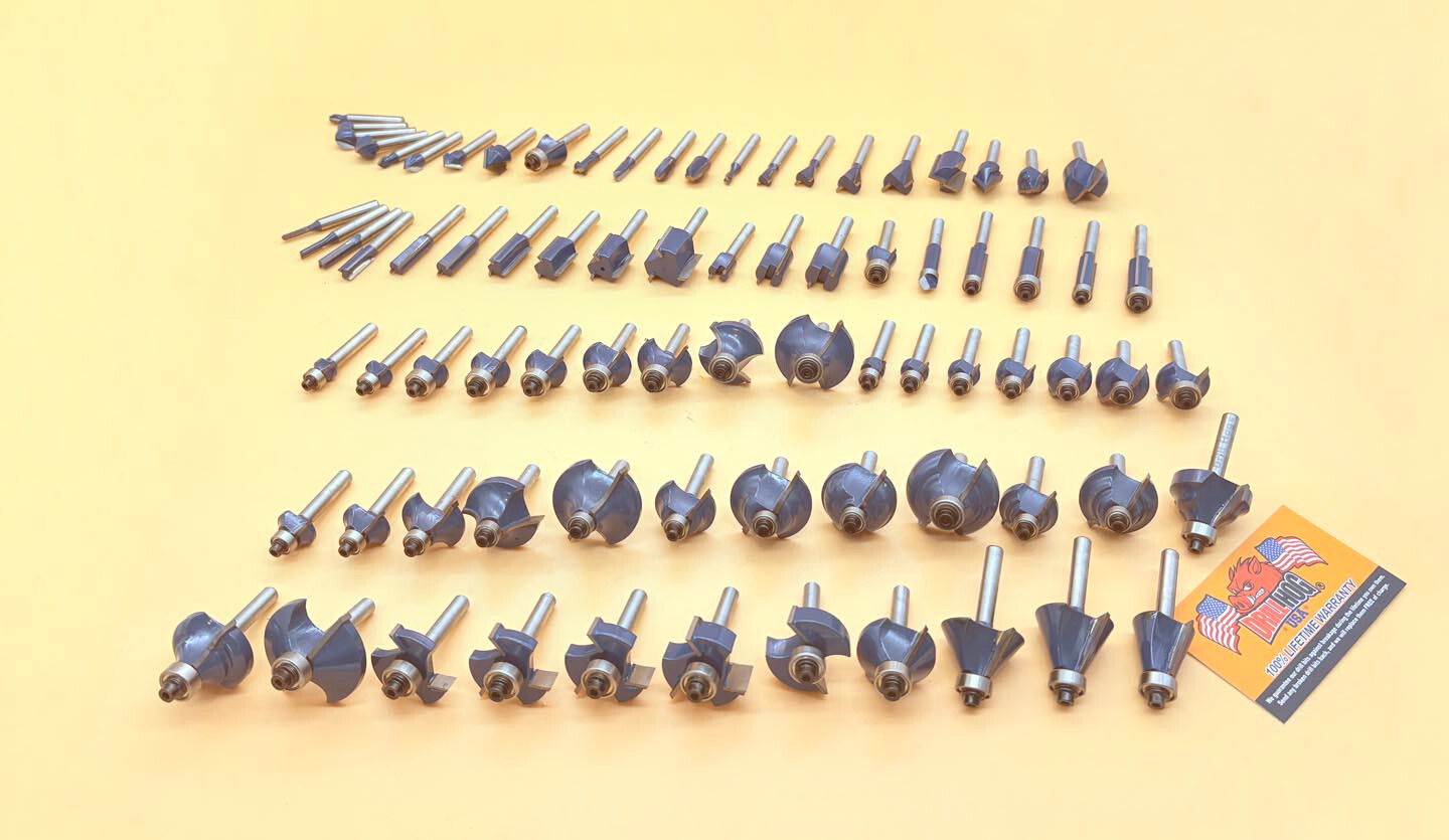 Drill Hog® 80 Pc Carbide Router Bit Set Tungsten Woodworking Lifetime Warranty gallery