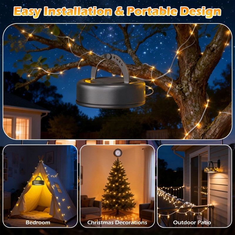 5200 mAh Solar Camping String Light, Portable Warm White Fairy String Lights gallery