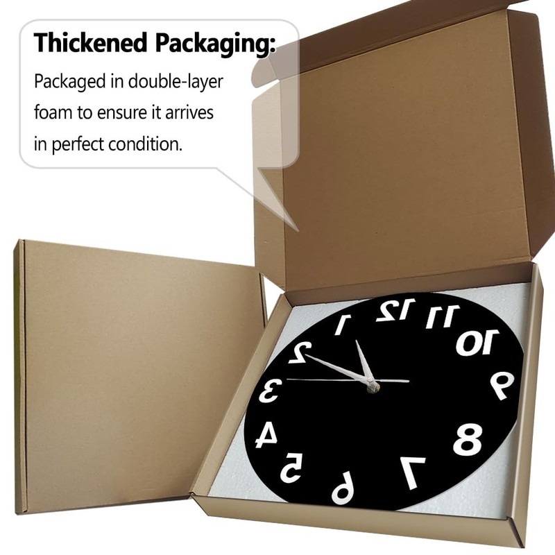 Reverse Wall Clock 12 inch Unusual Numbers Backwards Modern Decorative Clock Wat gallery