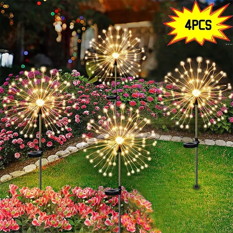 1-4Pack Garden Solar Firework Lights Outdoor Starburst Fairy Decor Lamp 150 LED gallery