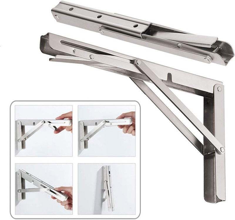 CLT 16'' Folding Shelf Brackets Max. Load 440 lb, Heavy Duty Stainless Steel ... gallery