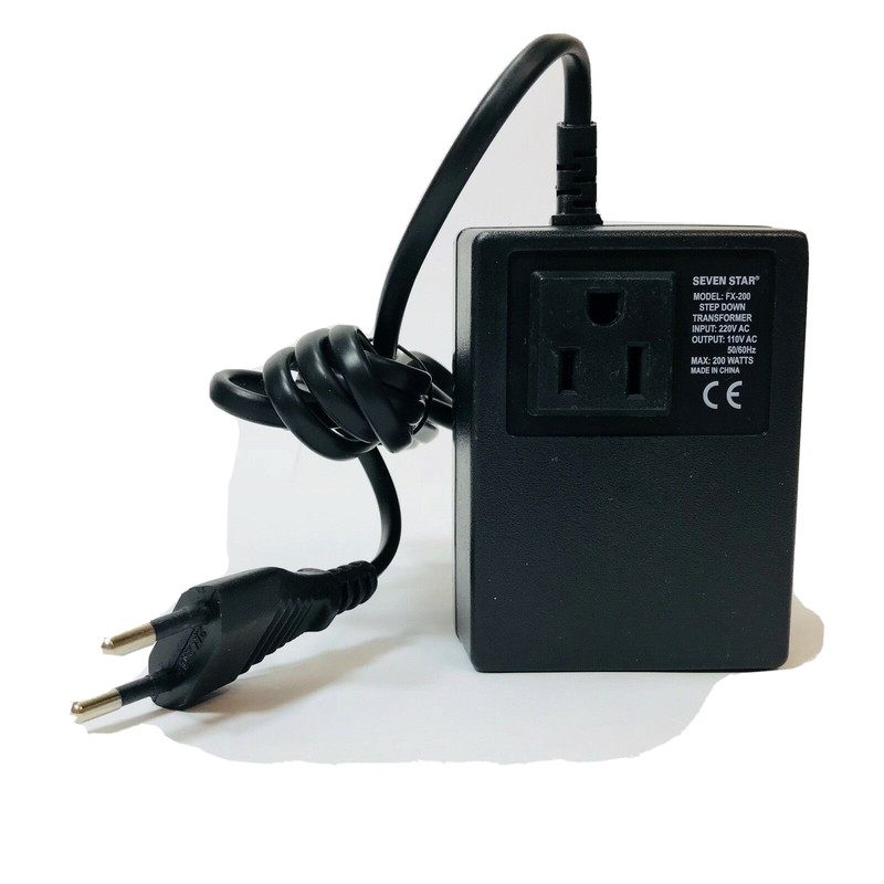 200 Watt 220 Volt Step Down Transformer 2 Round Pin EU 220V to 110V AC Converter gallery