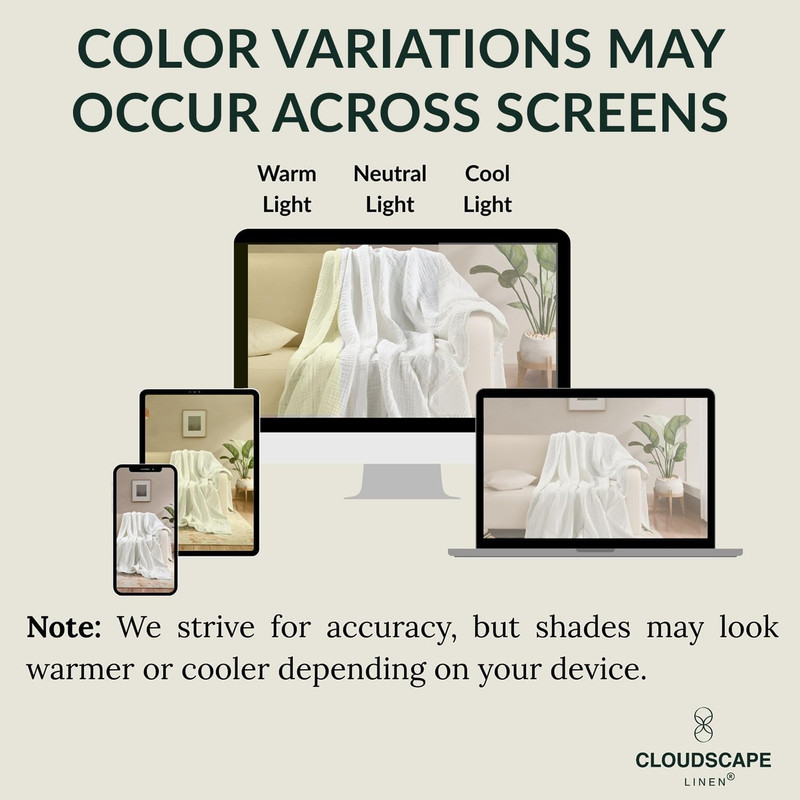 CLOUDSCAPE 8-Layer Cotton Muslin Blanket Queen Size - Soft & Breathable White gallery
