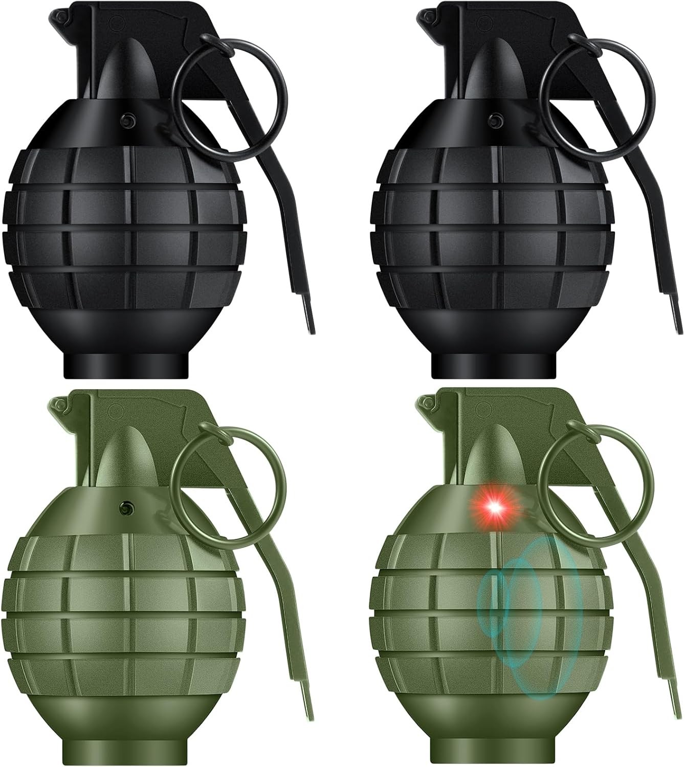 Sratte 4 Pcs Plastic Hand Grenades with Realistic Sound Effects Green, Black gallery