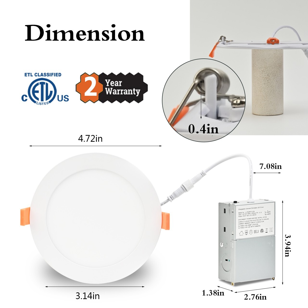 12 Pack 4 Inch 10W 5CCT Ultra-Thin LED Recessed Ceiling Light with Junction Box gallery