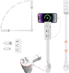 Electrical Outlet Extender Adjustable 17”-27” with 2 AC Outlets, USB-A & USB-C P