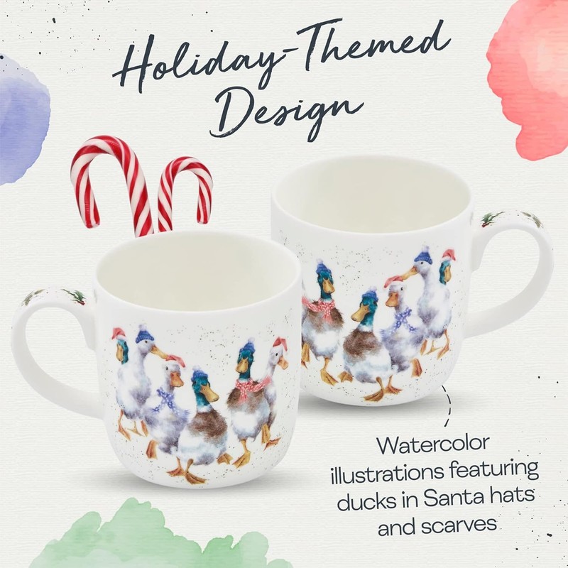 Royal Worcester Wrendale Designs Bone China 14 oz. Mug - Duck The Halls (Ducks) gallery