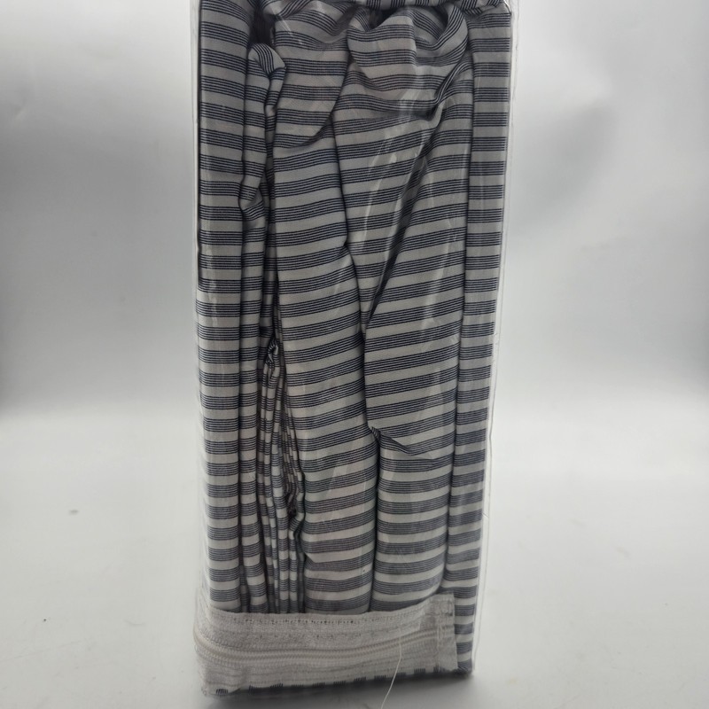 Calvin Klein Queen Sheet Striped 100% Cotton Combed Sateen White Blue 4Pc Set gallery