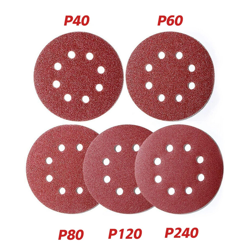 5inch 8-Hole Hook Loop Sanding Discs 40-240 Grit Orbital Sandpaper gallery